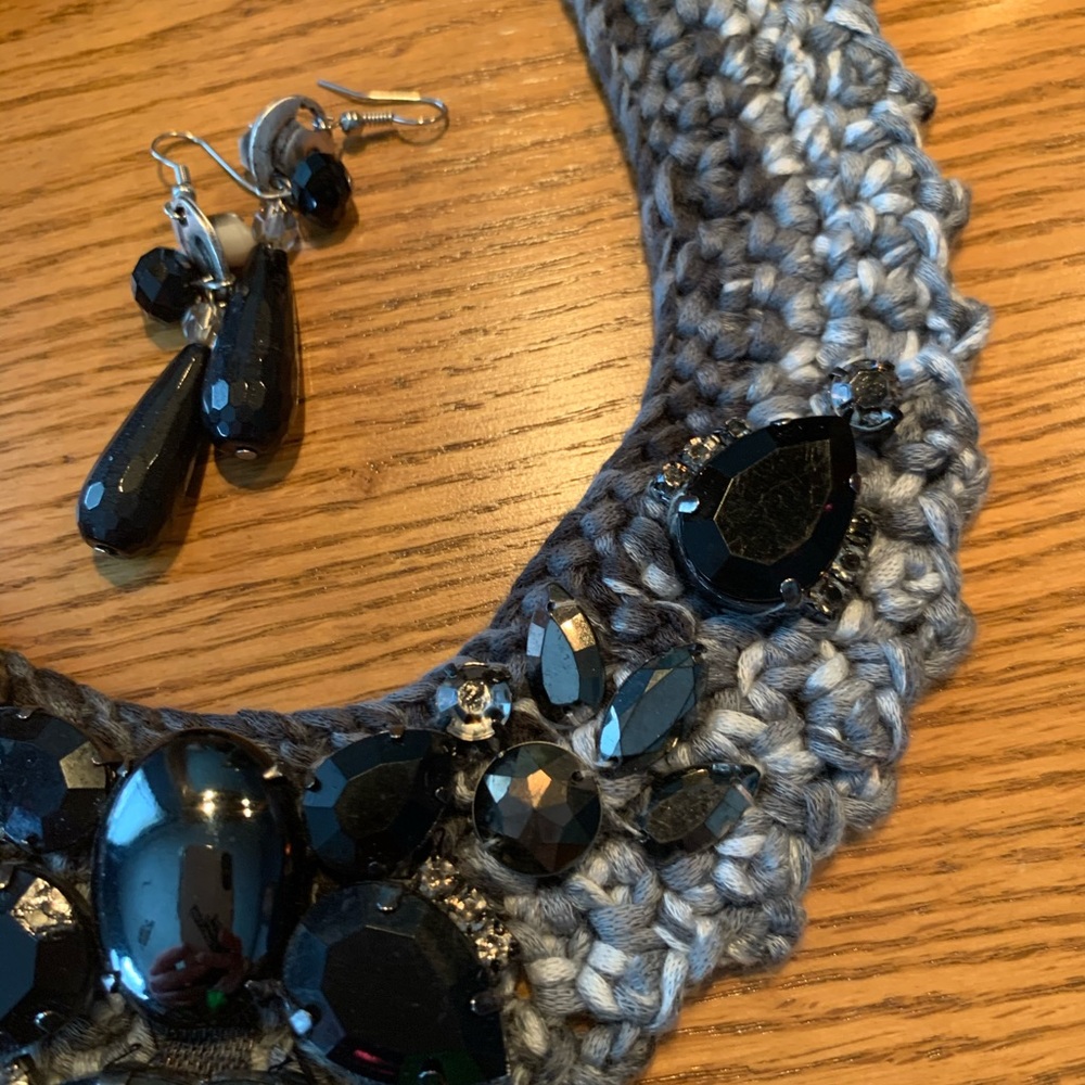 Gorgeous knitted and beaded necklace/ choker
